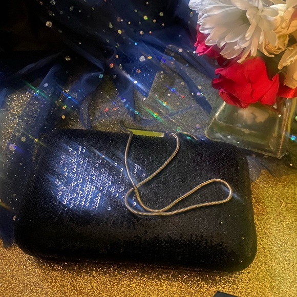 J.CREW GORG BLACK SEQUIN GOLD SHOULDER PARTY ELEGANT CLutch LUX RARE CLASSY EUC - Picture 2 of 12